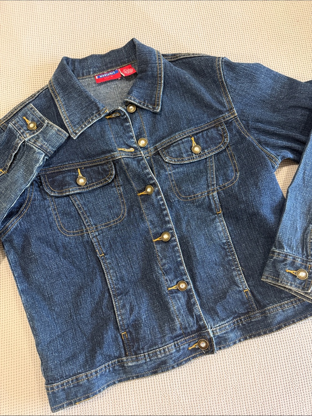 Westport Dark Blue Denim Jacket with Gold-Tone Buttons
